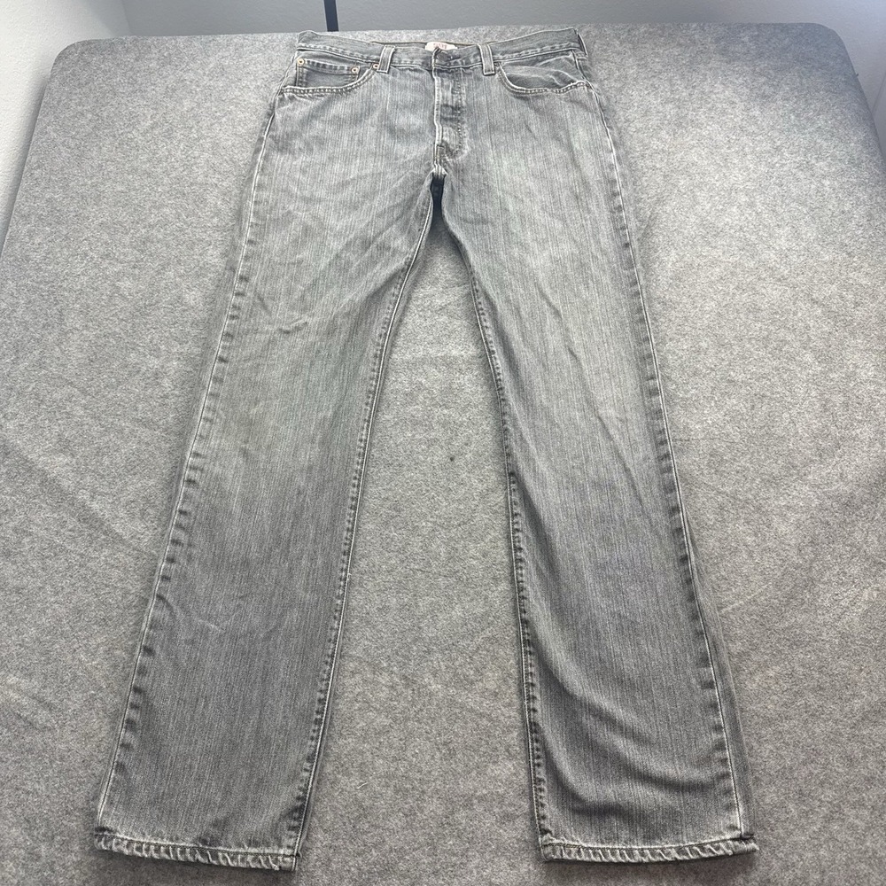 Levis 501 Jeans Mens 34x34 Gray Faded Straight Leg Button Fly Y2K Denim